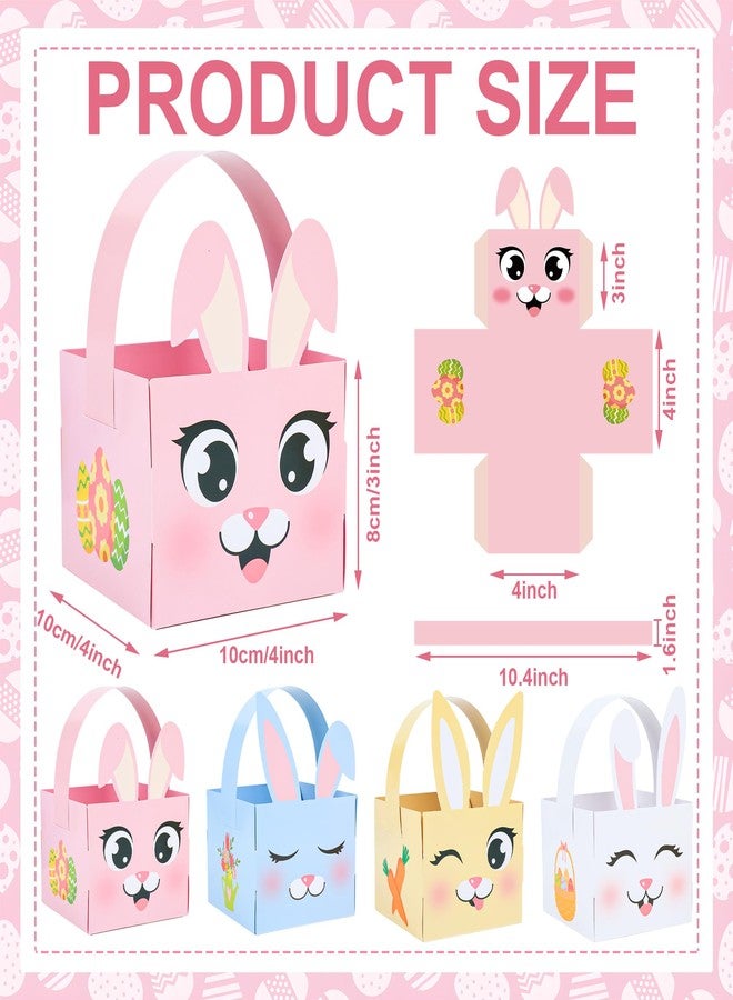 Maniaacer 24 PCS Easter Baskets Bunny Egg Basket Container with Handle Easter Decorative Gift Treat Boxes Rabbit Shape Gift Baskets for Egg Hunt School Classroom Party Supplies - Image 2